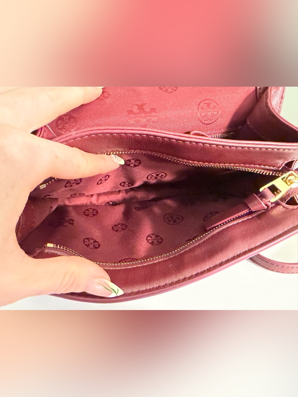 Tory Burch Quilted Leather Crossbody and Mini Wallet in Burgundy - Picture 8 of 16